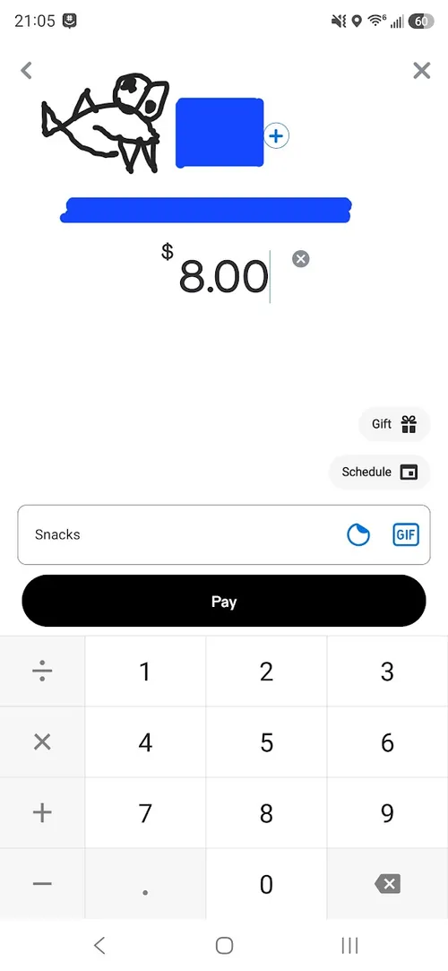 Real Venmo payment screen pre-filled with the correct amount and note, scanned straight from the device